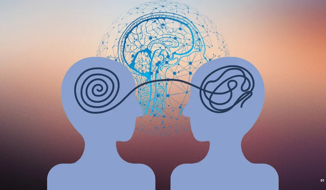 An image of two heads and a brain between them