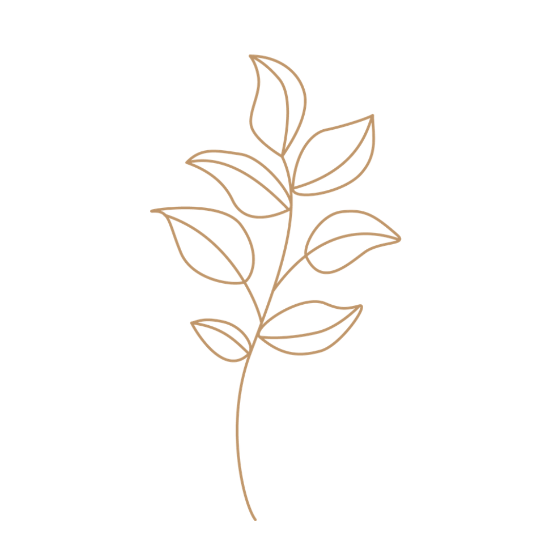 A drawing of a branch in gold
